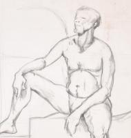 Derkovits jelzéssel: Ülő akt. Ceruza, papír, 58x52 cm