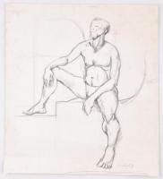 Derkovits jelzéssel: Ülő akt. Ceruza, papír, 58x52 cm