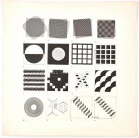 Vasarely jelzéssel: Absztrakt formák. Tus, filctoll, kollázs, papír, 51x51 cm