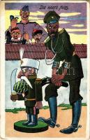 Die Harte Nuss / Central Powers and Entente Powers humorous satire propaganda. Nicholas II of Russia and Ferdinand I of Bulgaria. W.R.B. & Co. Serie Nr. 95. (EK)