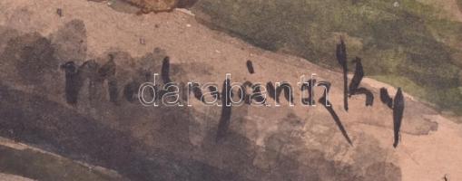 Mednyánszky jelzéssel: Favágó. Akvarell, papír, sérült, 61x43 cm