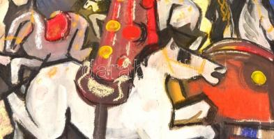 Scheiber jelzéssel: Körhinta. Vegyes technika, papír, sérült, 56x70 cm