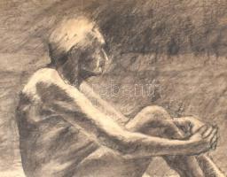 Czigány jelzéssel: Akt. Szén, papír, sérült, 62x85 cm