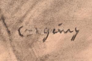 Czigány jelzéssel: Akt. Szén, papír, sérült, 62x85 cm