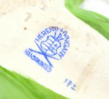 Herendi porcelán rózsa, kézzel festett, jelzett, lepattanással, 8×6 cm