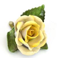 Herendi porcelán rózsa, kézzel festett, jelzett, lepattanással, 8×7 cm