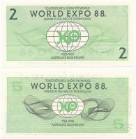 Ausztrália 1988. 2 Expo Dollár + 5 Expo Dollár "Világkiállíás 1988" T:I
Australia 1988. 2...