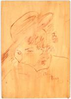 Rónai jelzéssel: Hölgyportré. Karton, akvarell, 40x28 cm