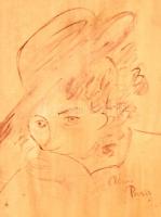 Rónai jelzéssel: Hölgyportré. Karton, akvarell, 40x28 cm