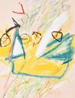 Misch Ádám (1935-1995): Itt a tavasz (Der Frühling ist da). Vegyes technika, papír, jelzett (Misch 8...