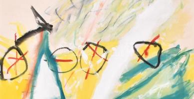 Misch Ádám (1935-1995): Itt a tavasz (Der Frühling ist da). Vegyes technika, papír, jelzett (Misch 8...