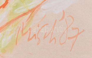 Misch Ádám (1935-1995): Itt a tavasz (Der Frühling ist da). Vegyes technika, papír, jelzett (Misch 8...