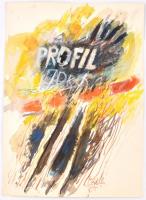 Misch Ádám (1935-1995): Profil. Vegyes technika, papír, jelzett (Misch 85). 51×37 cm