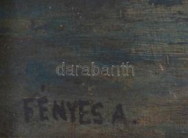 Fényes A. jelzéssel: Falurészlet. Olaj, fa, aranyozott fa keretben, 13,5x21,5 cm