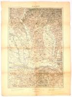 1910 Komorn és környékének katonai térképe, K. u. k. Militärgeographisches Institut, kis szakadásokkal, 67×48 cm