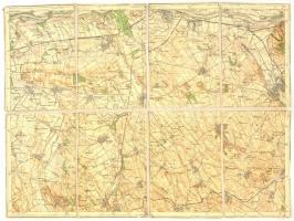 Komárom és Tata (Nagyigmánd, Kocs, Tárkány, stb. települések) környékének katonai térképe, vászonra kasírozva, 40×53 cm
