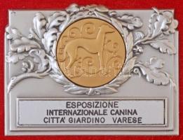 DN Nemzetközi Kutyakiállítás - Varese aranyozott, ezüstözött fém plakett kissé sérült tokba ragasztva (58x76mm) T:1-