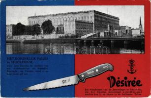 1955 Stockholm, Het Koninklijk Paleis / The Royal Palace. Dutch Désirée knife advertising card (EK)