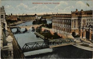 1926 Stockholm, Utsikt fran Rosenbad / general view, bridges, Swedish flag