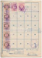 1951. Takarékbélyeg Gyűjtőlap összesen 20Ft értékű takarékbélyeggel és bélyegzésekkel T:III