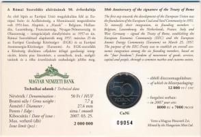 2007. 50Ft "Római Szerződés" elsőnapi veret számozott emléklapon T:1