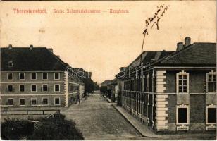 1912 Terezín, Theresienstadt; Große Infanteriekaserne, Zeughaus / K.u.K. military infantry barracks, armory. Verlag W. Liessler (A. Teuber) (EK)