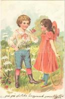 1902 Romantic children couple. E.G. 741. litho