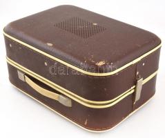 cca 1960 retró szovjet hordozható lemezjátszó tokkal, kopásnyomokkal