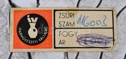 Holomcsik Márta?: Falitál. Mázas retro iparművész kerámia, absztrakt mintával. Jelzett (H) és Iparmű...