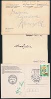 6 db saját kezű aláírás képeslapokon, levelezőlapon: Amerigo Tot, Záray-Vámos, Ghiczy I. Csapó Géza,...