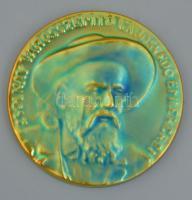 "Zsolnay Városszépítő városvédő emlékérem" emlékplakett, eozin mázas, jelzett, apró kopáso...