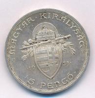 1938. 5P Ag "Szent István" T:1- Adamo P8.1