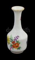 Herendi virágmintás mini porcelán váza, kézzel festett, jelzett, apró kopásnyomokkal, m: 11,5 cm