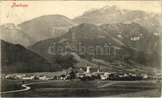 1909 Aschau im Chiemgau, general view, church. O. Blaschke kgl. bayr. Hoflieferant 1271. (wet corner)