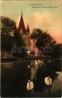 1907 Augsburg, Fünfgradturm (erbaut im Jahre 1454) / tower, swans on the lake. Verlag v. J. J. Brack k. b. Hoflieferant