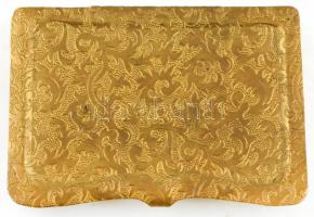 Női réz névjegykártyatartó, ornamentikus díszítéssel, 5,5×7,5×1 cm