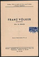 1934 A Koncert Mesterbérlet műsorfüzete (Völker, Kodály, Basilides, Bartók, stb.), 15p