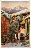1917 Offizielle Postkarte zu Gunsten der Hilfsaktion Kälteschutz Nr. 391. K. H. B. / WWI Austro-Hungarian K.u.K. military, soldiers in the trenches in winter (EK)