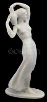 Herendi porcelán akt, fehér mázas, jelzett, hibátlan, m: 38,5 cm
