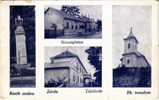 1944 Tápiósáp (Sülysáp), Községháza, Hősök szobra, emlékmű, Zárda, Római katolikus templom (szakadás / tear)