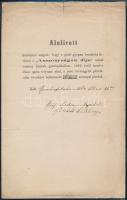 1864 Kötelezvény Asszonyságok díjára évenkénti 3 ft befizetésére. gr. Széchenyi Erzsébet, szül: Andrássy aláírásával