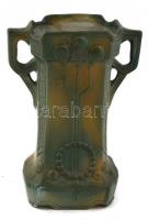 Szecessziós stílusú porcelán váza, hajszálrepedéssel, jelzés nélkül, m: 12,5 cm