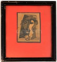 Szász jelzéssel: Arc. Tus, papír. 13x8 cm Üvegezett keretben