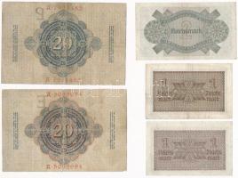 Német Birodalom 1907. 20M + 1908. 20M + Német Harmadik Birodalom 1942. 1M + 1940-1945. 2M T:III
Ger...