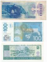 Vegyes 3 db-os bankjegy tétel, benne csehszlovák, szerb és kínai darabbal T:I,III
Mixed 3pcs of ban...