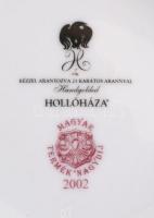 Hollóházi porcelán váza. Szász Endre dekorjával díszített, kézzel aranyozott 21 karátos arannyal. Je...