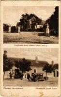 1936 Marcaltő, Világháborúban elesett hősök szobra, emlékmű, utca, automobil, Hoffmann József üzlete és saját kiadása (EB)