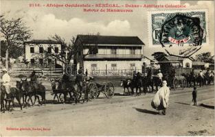 Dakar, Artillerie Coloniale Retour de Manoeuvres / colonial artillery, horse-drawn carriages