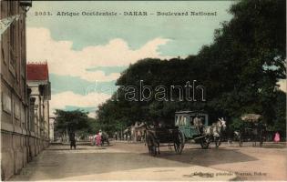 Dakar, Boulevard National / street view, horse-drawn carriages