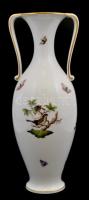 Herendi Rothschild mintás porcelán füles váza, kézzel festett, jelzett, hibátlan, m: 33 cm